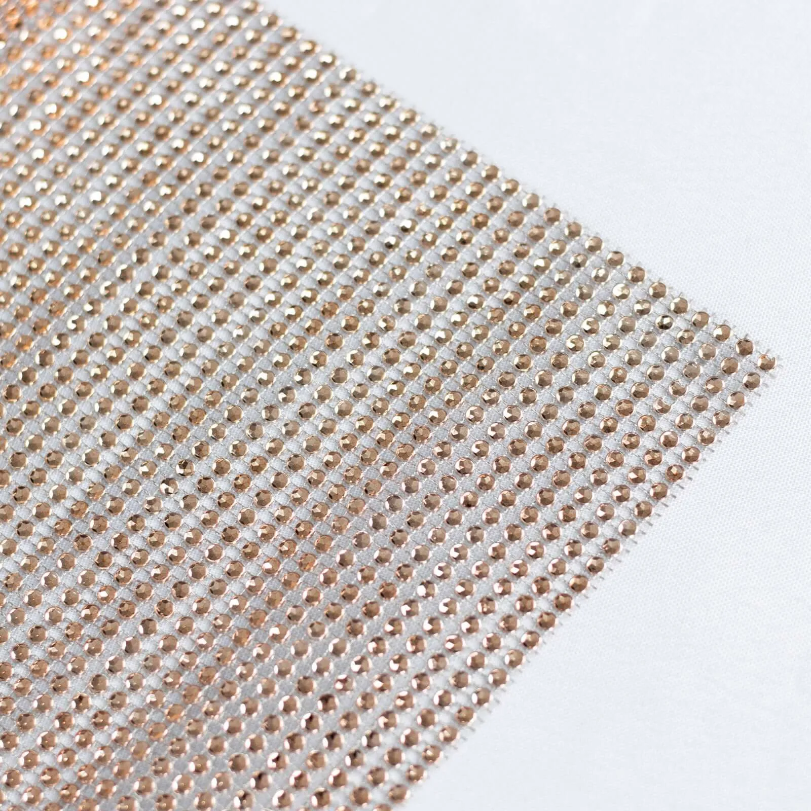 10"x108" Champagne Diamond Rhinestone Mesh Table Runner, Crystal Rhinestone Ribbon Bling Roll