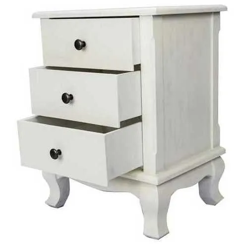 18" X 14" X 24" White Wood  Pine  Nightstand with  Drawers