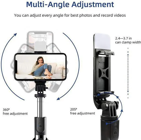2022 New Version Selfie Stick Tripod, 2 Styles (with led light or without light) Wireless Bluetooth Selfie Stick Retractable Mobile Phone Bracklet Tripod Stand with Remote Controller
