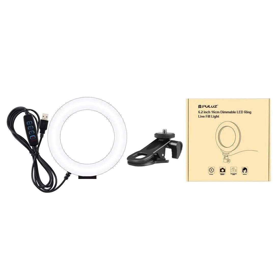 6.2 Dual-Colour Ring Light | USB | 3 Modes | Monitor Clip | Black
