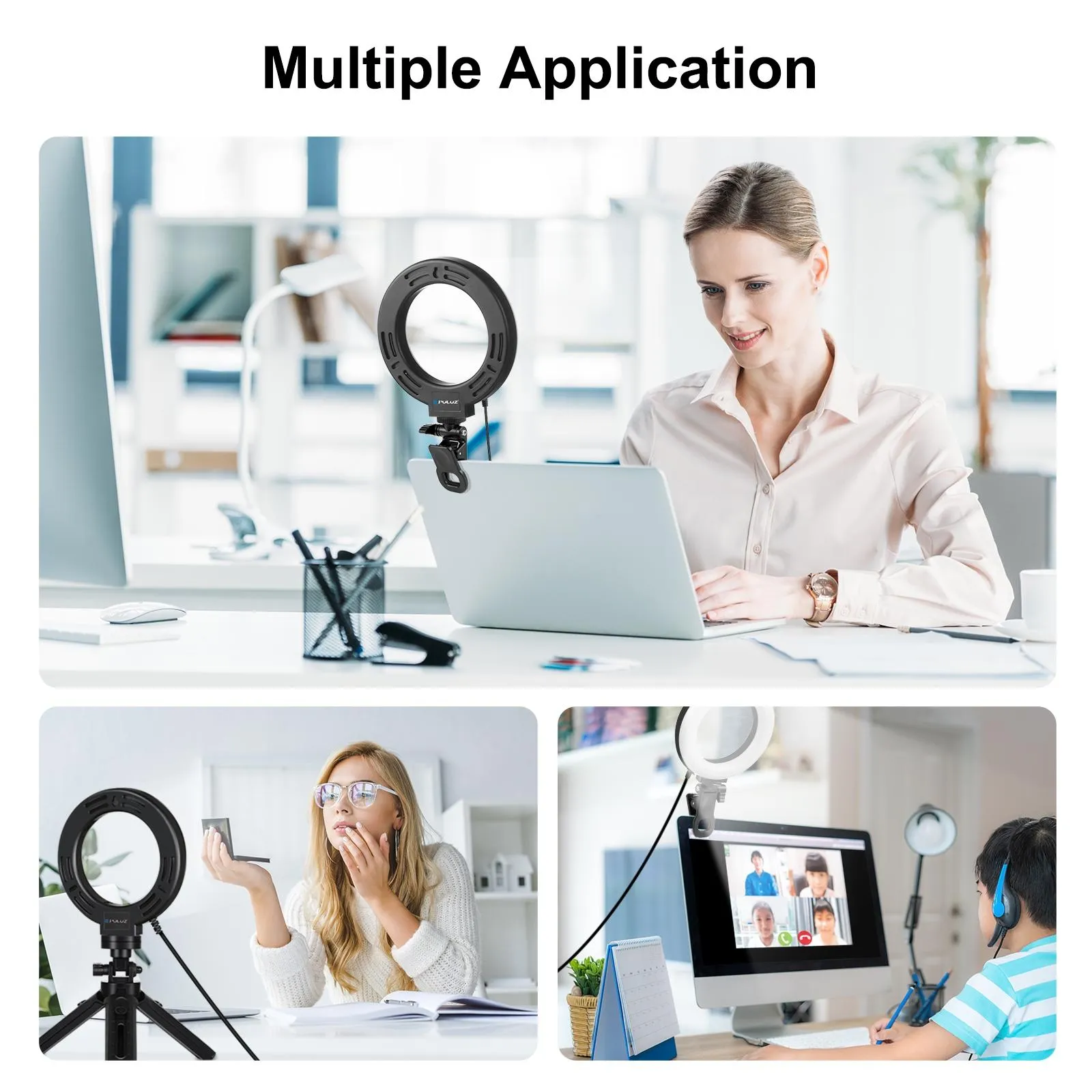 6.2 Dual-Colour Ring Light | USB | 3 Modes | Monitor Clip | Black