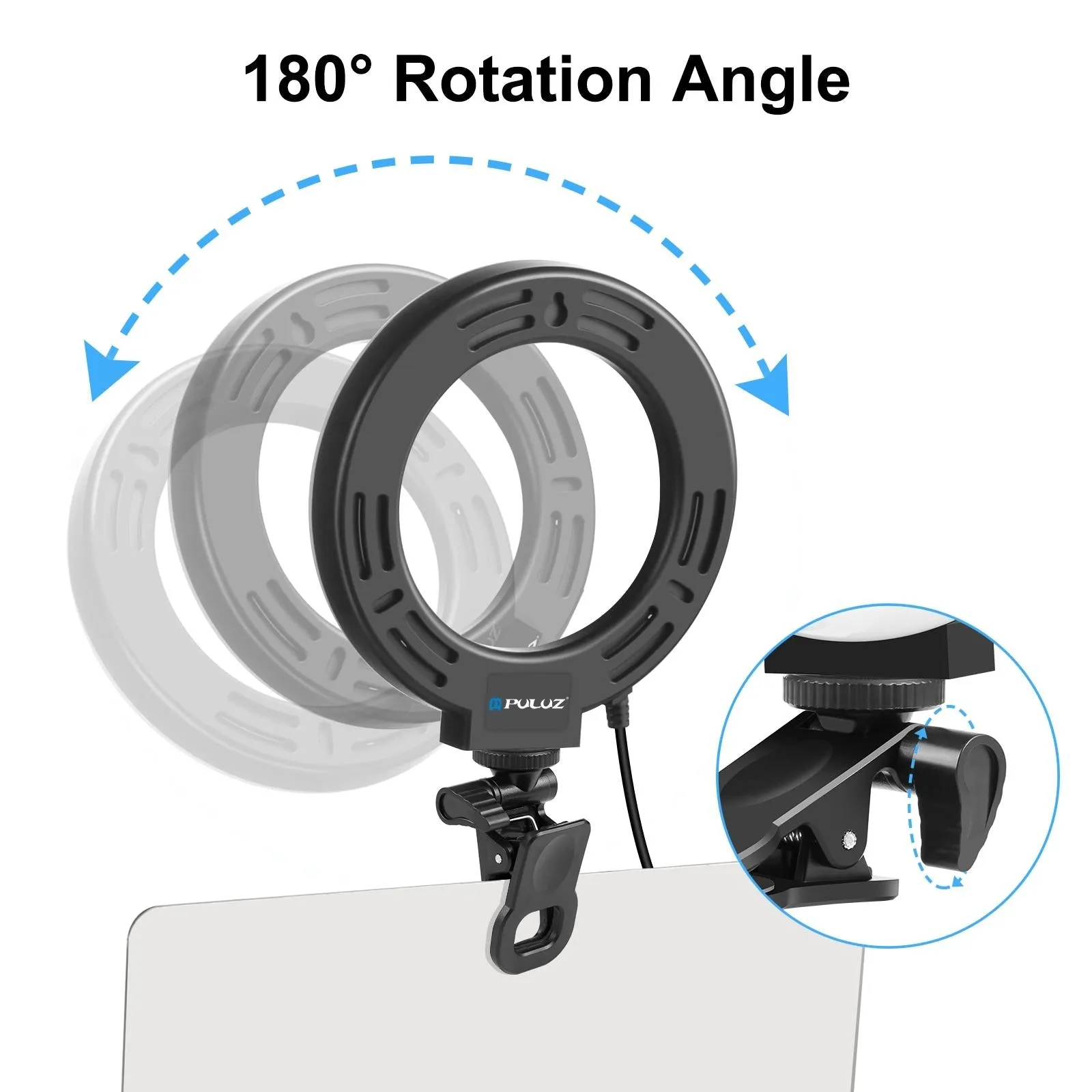 6.2 Dual-Colour Ring Light | USB | 3 Modes | Monitor Clip | Black