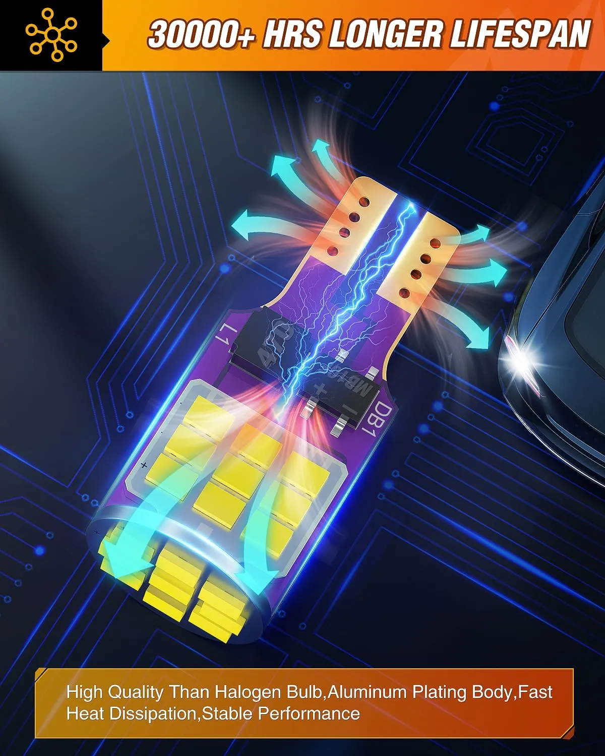 921 912 T15 906 922 W16W 3020 27SMD 6500K Xenon White LED Bulbs (Pairs)