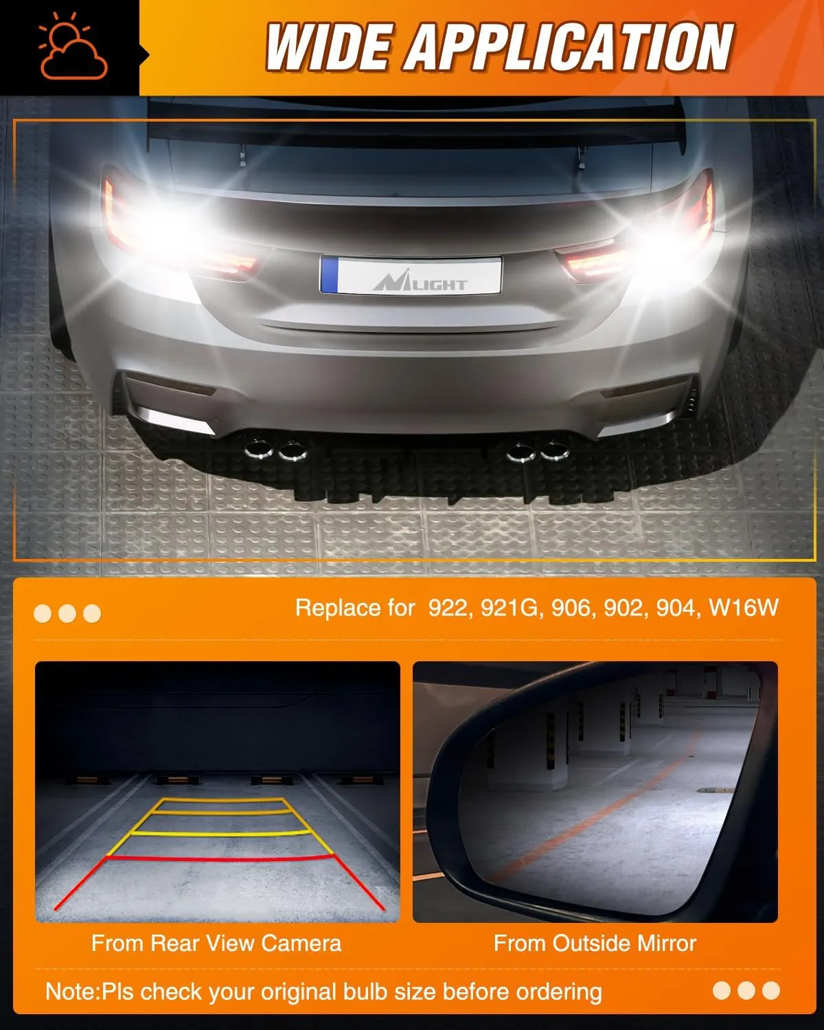 921 912 T15 906 922 W16W 3020 27SMD 6500K Xenon White LED Bulbs (Pairs)