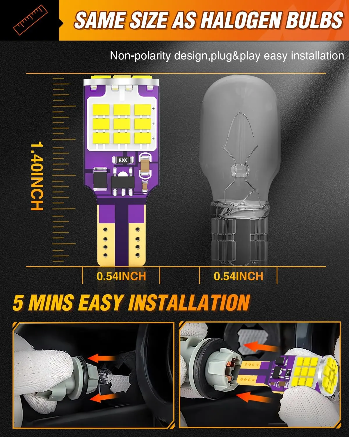 921 912 T15 906 922 W16W 3020 27SMD 6500K Xenon White LED Bulbs (Pairs)