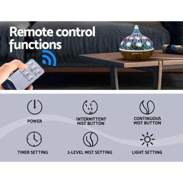 Aroma Diffuser 3D LED Night Light - Aromatherapy Humidifier Purifier - Fireworks