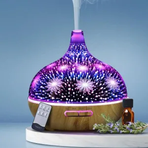 Aroma Diffuser 3D LED Night Light - Aromatherapy Humidifier Purifier - Fireworks