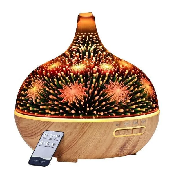 Aroma Diffuser 3D LED Night Light - Aromatherapy Humidifier Purifier - Fireworks