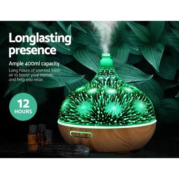 Aroma Diffuser 3D LED Night Light - Aromatherapy Humidifier Purifier - Fireworks