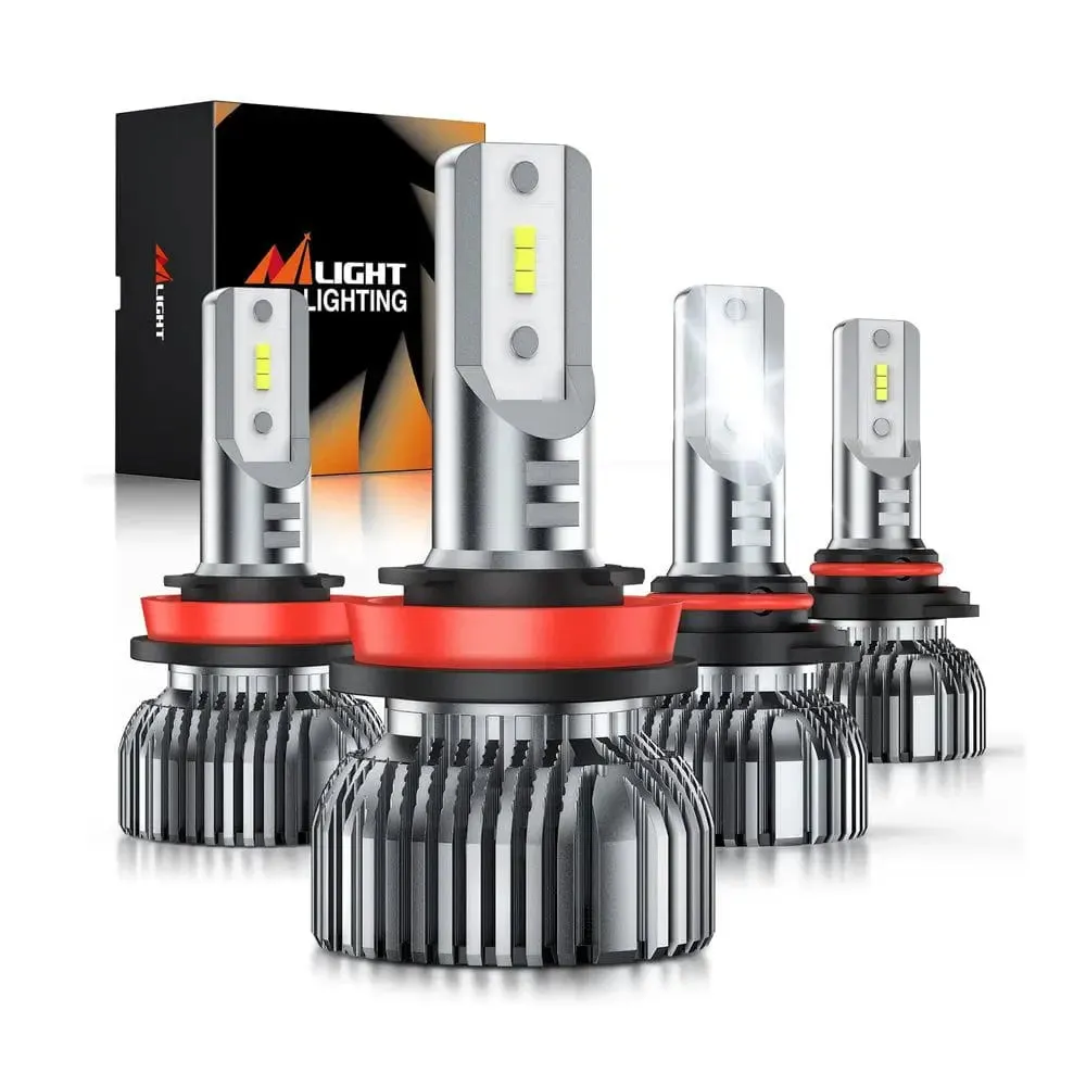 E20 9005/HB3 H11/H9/H8 100W 20000LM 6000K IP67 LED Headlight Bulbs (4 Packs)