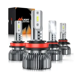 E20 9005/HB3 H11/H9/H8 100W 20000LM 6000K IP67 LED Headlight Bulbs (4 Packs)
