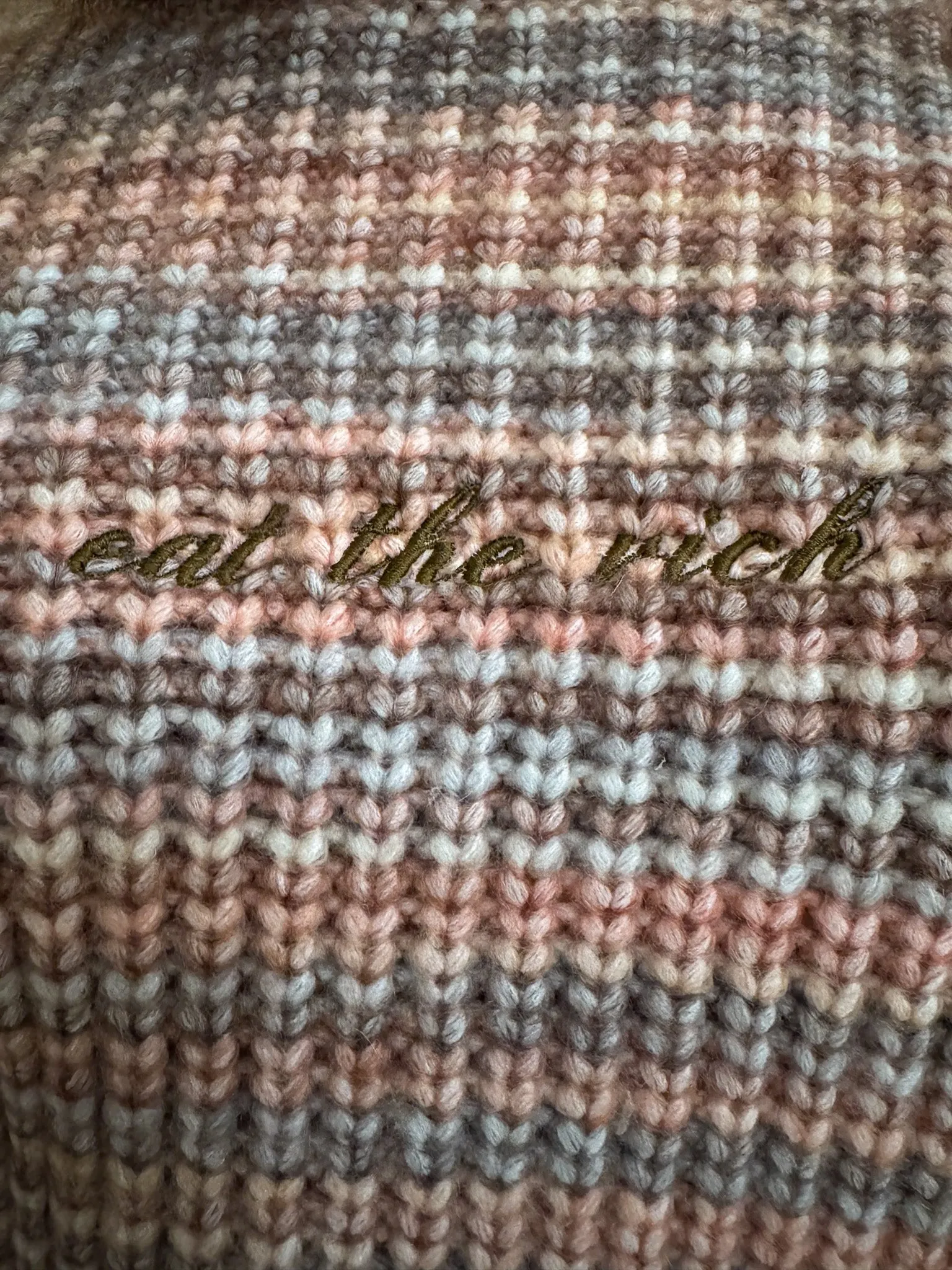 Eat the Rich Pink Striped Sweater XL