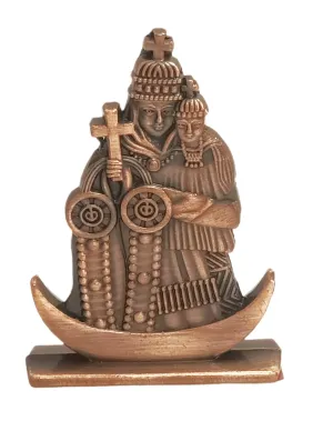 Elite Store Metal Mary Madha Statue Double Sided Antique Velankanni Mother Showpiece for Car Dashboard/Home Decor/Living Room/Prayer Hall/Work/Study Table/Gifts/Return Gifts (Copper)