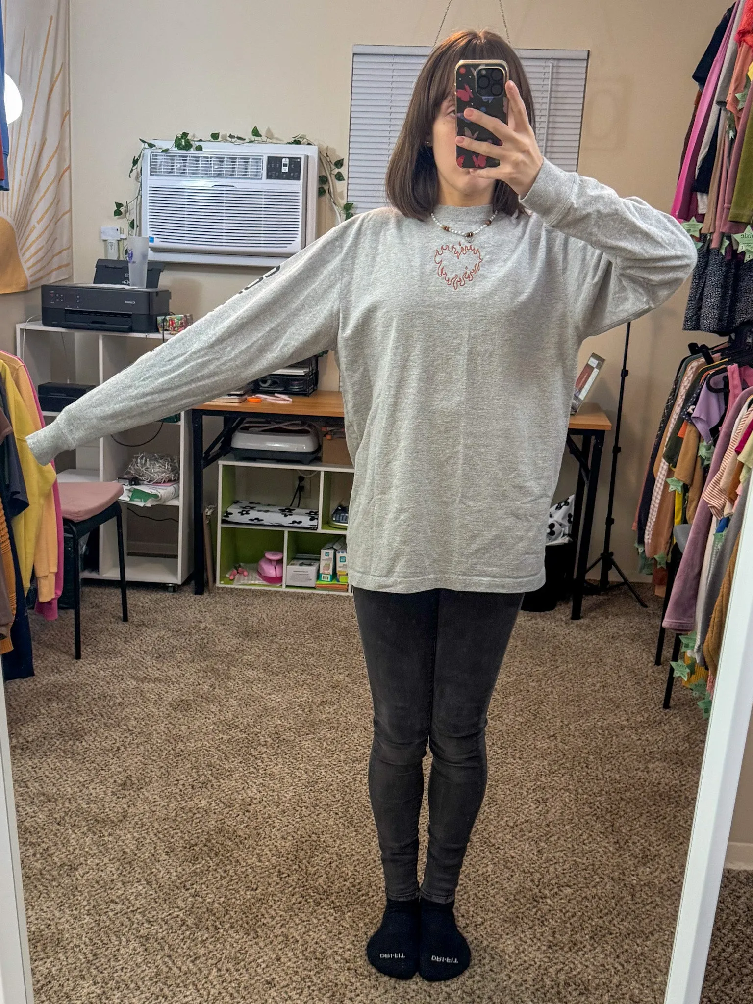 Flame Heart Grey Carhartt Long Sleeve S