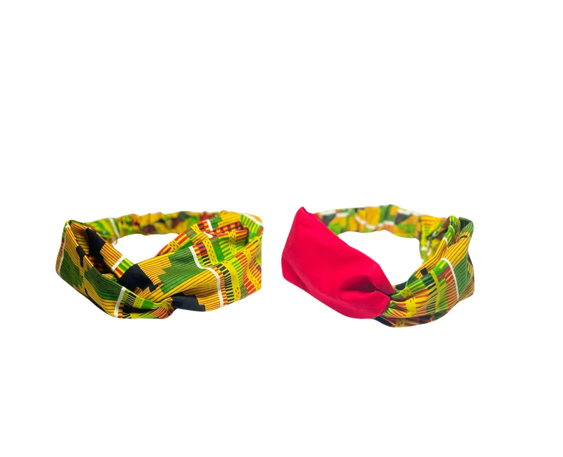Kente Red Twisted Front Headband