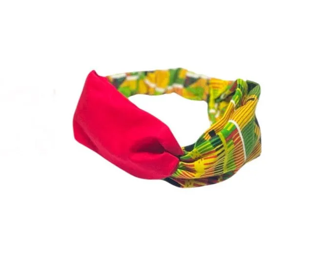 Kente Red Twisted Front Headband