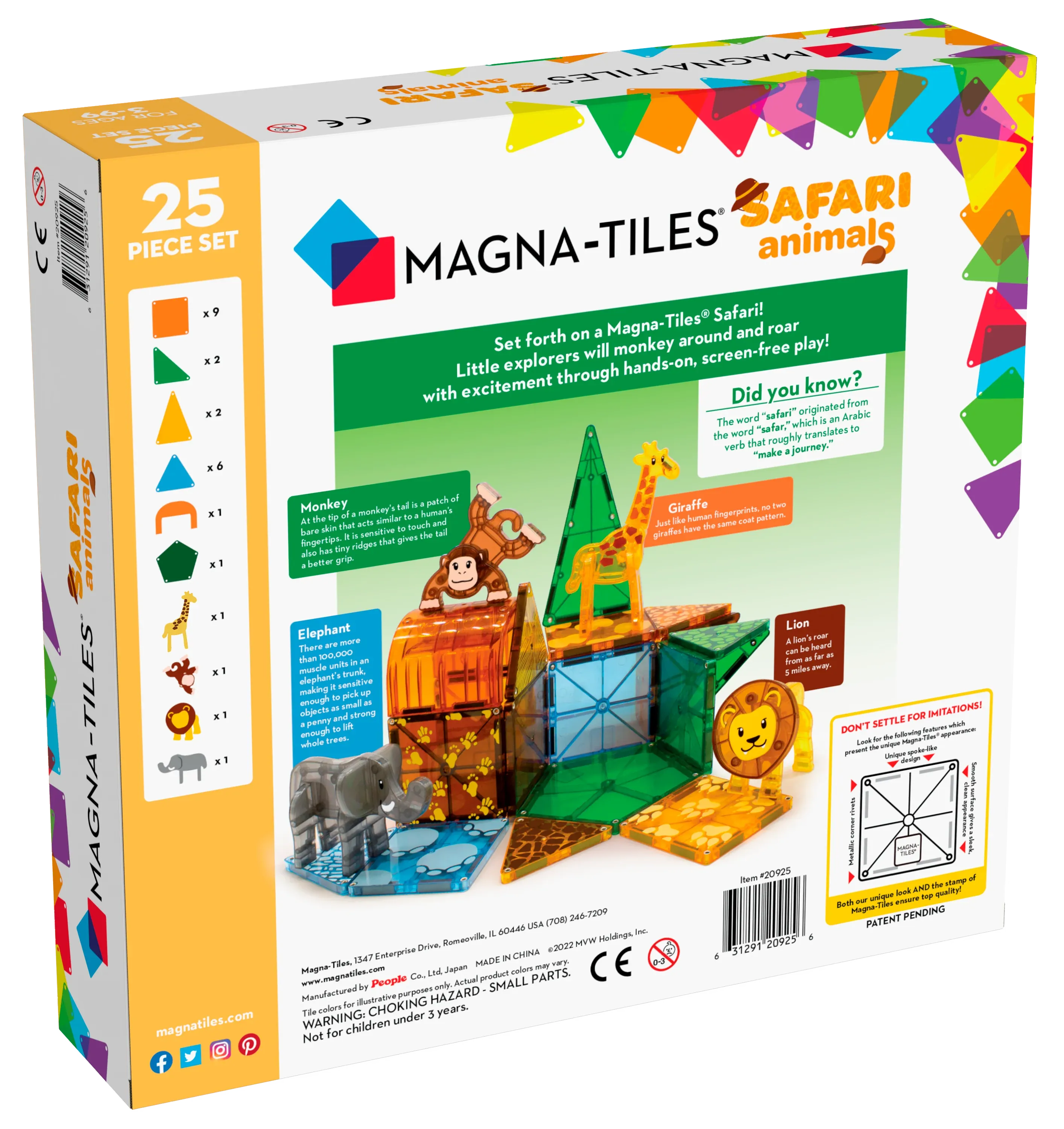 Magna-Tiles - Safari Animals 25-Piece Set (3 credits 3個玩具代金)