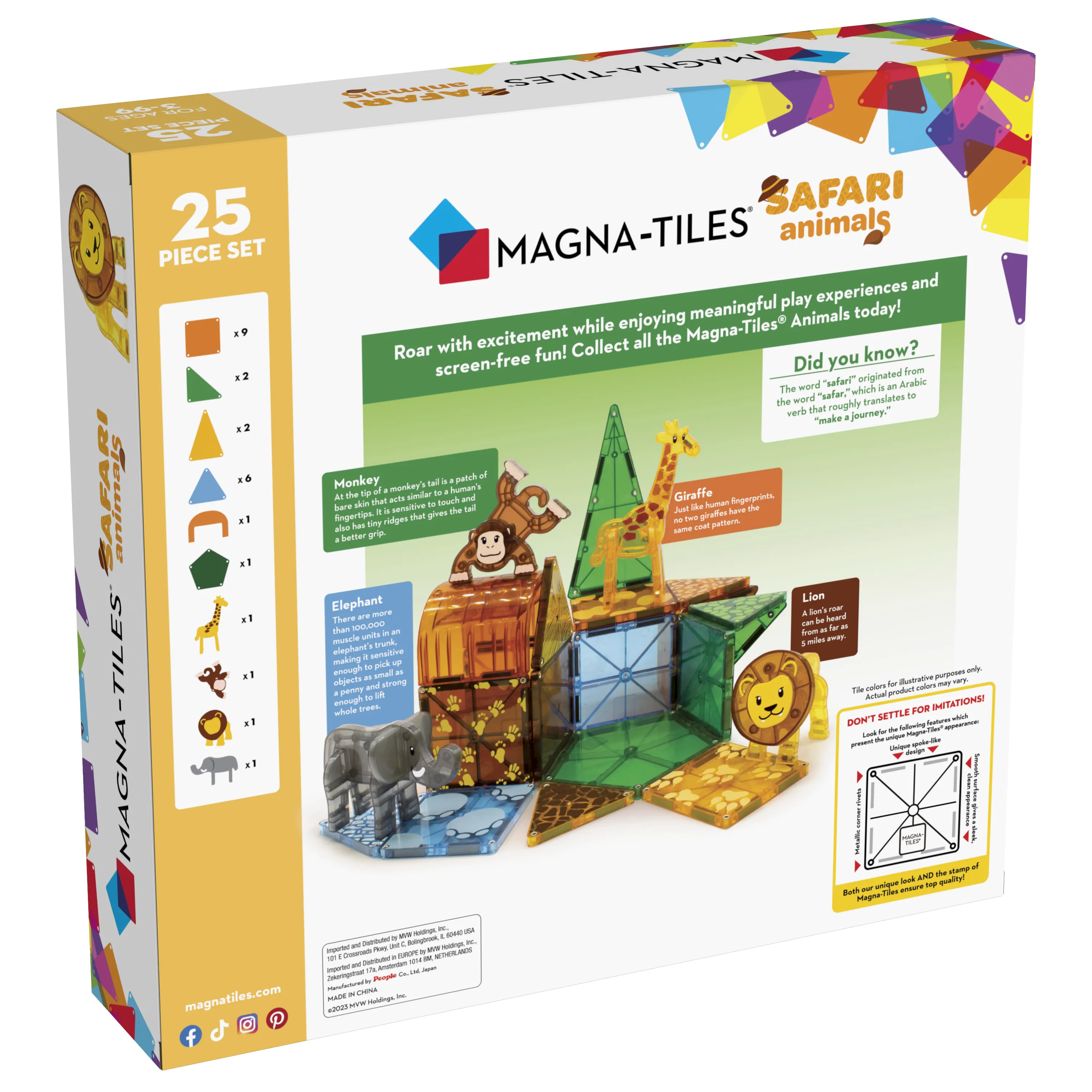 Magna-Tiles – Safari Animals – 25 Piece Set