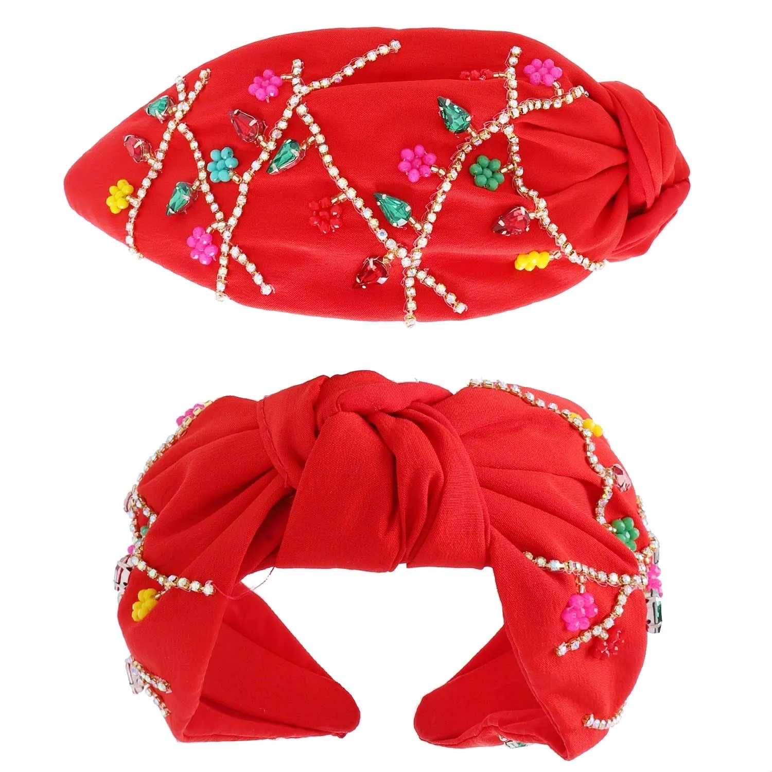 Red Christmas Lights Beaded Headband