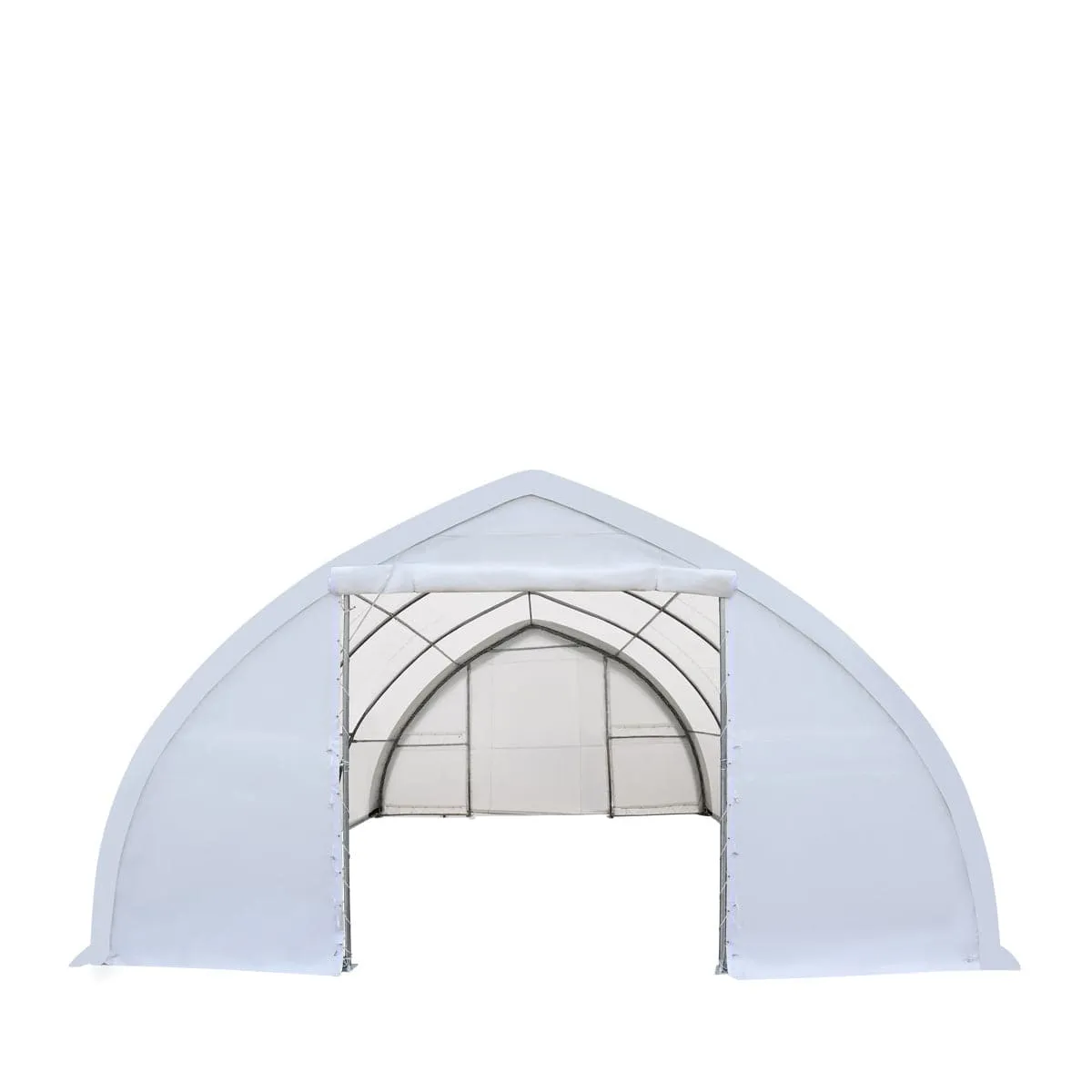 TMG Industrial 30' x 40' Peak Ceiling Storage Shelter with Heavy Duty 11 oz PE Cover & Drive Through Doors, TMG-ST3040E (Previously ST3040)