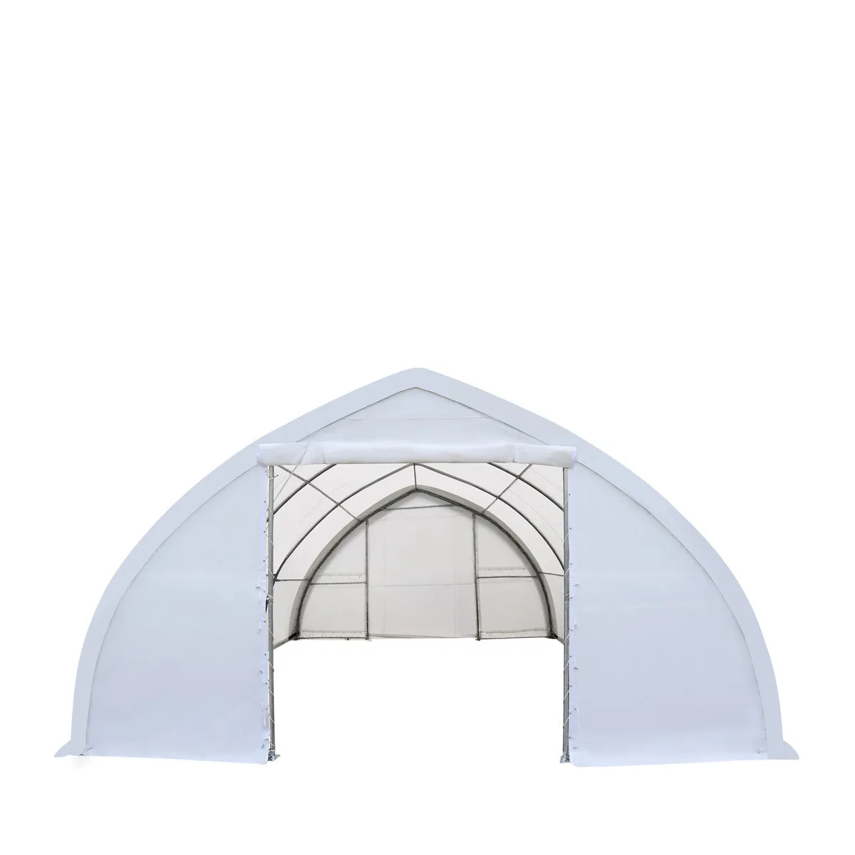 TMG Industrial 30' x 40' Peak Ceiling Storage Shelter with Heavy Duty 11 oz PE Cover & Drive Through Doors, TMG-ST3040E (Previously ST3040)